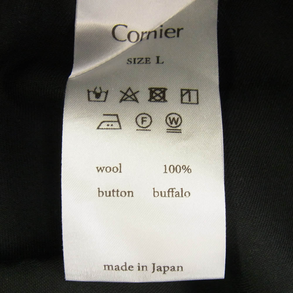 コルニエ スーパー130 ウール ワイド スラックスパンツ ブラック系 L【美品】【中古】