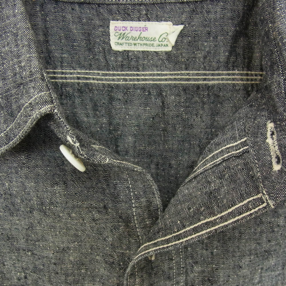 WAREHOUSE ウエアハウス DUCK DIGGER ダックディガー シャンブレー シャツ 長袖 ブラック系 38【中古】