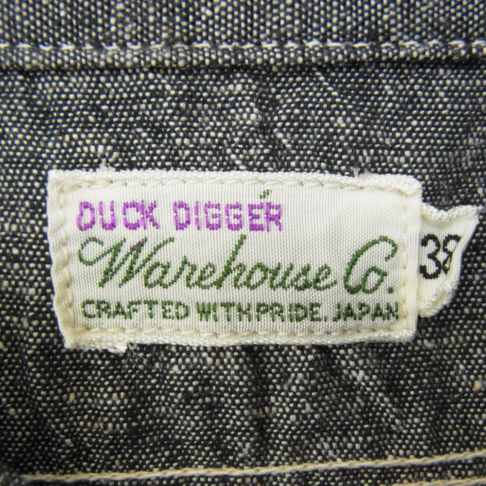 WAREHOUSE ウエアハウス DUCK DIGGER ダックディガー シャンブレー シャツ 長袖 ブラック系 38【中古】
