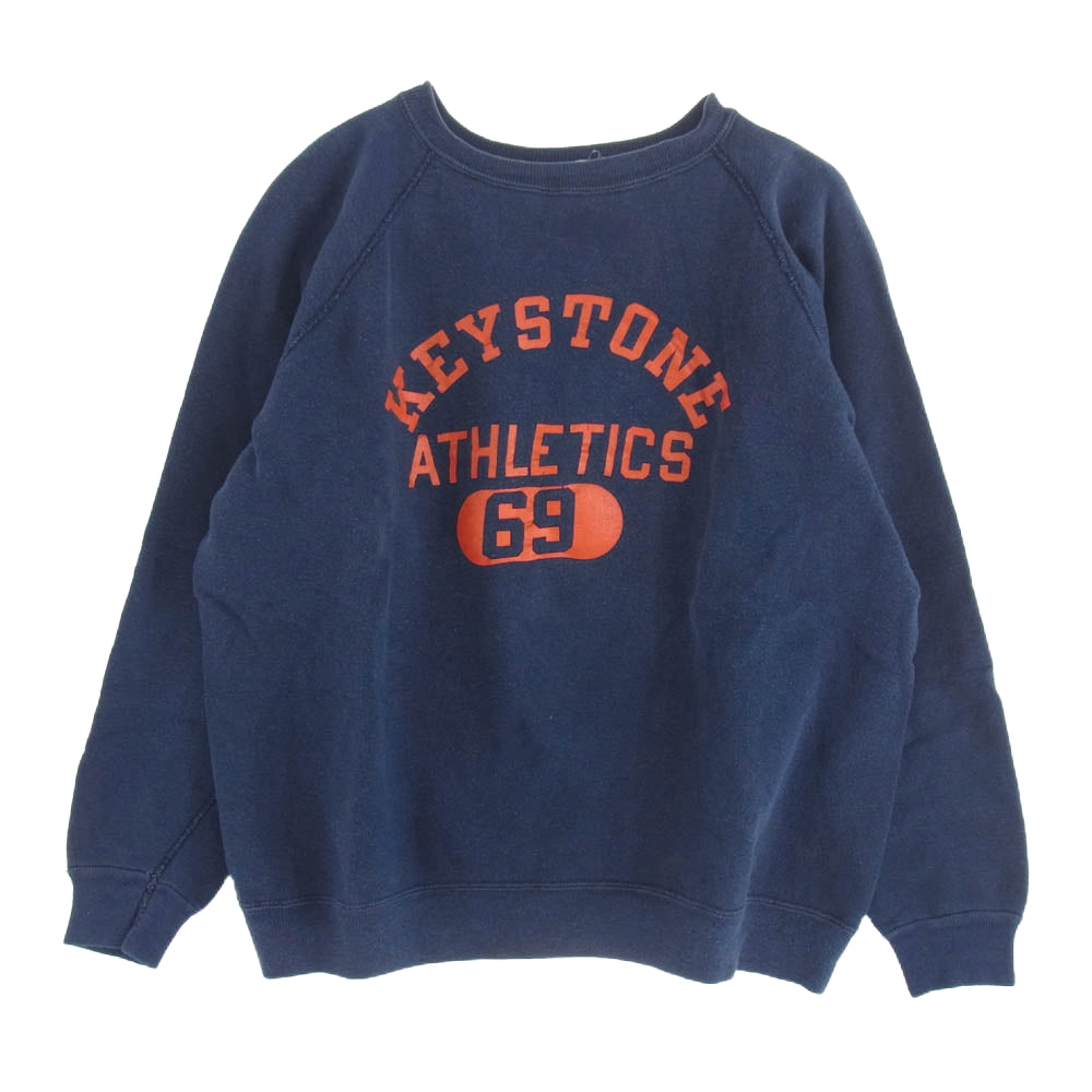 Champion チャンピオン 70's～80's USA製 バータグ後期 プリント スウェット ネイビー系 L【中古】