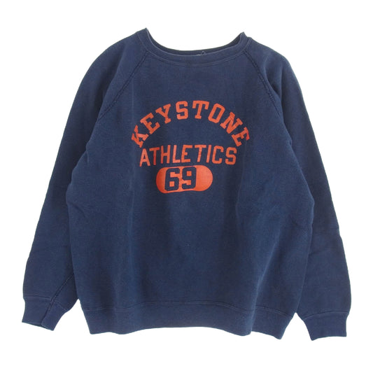 Champion チャンピオン 70's～80's USA製 バータグ後期 プリント スウェット ネイビー系 L【中古】