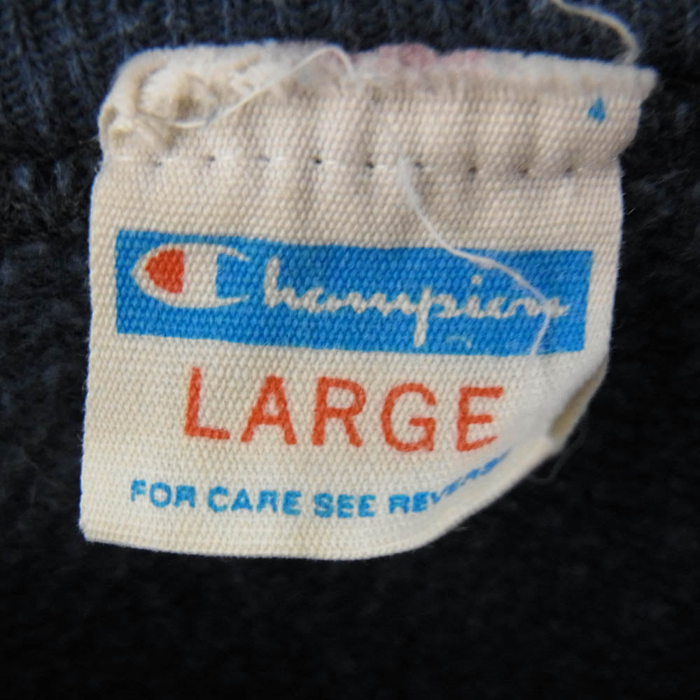 Champion チャンピオン 70's～80's USA製 バータグ後期 プリント スウェット ネイビー系 L【中古】