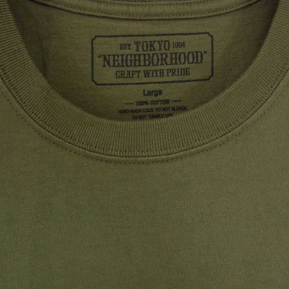 NEIGHBORHOOD ネイバーフッド SCRIPT/C-TEE.SS ロゴ プリント Tシャツ カーキ系 L【中古】