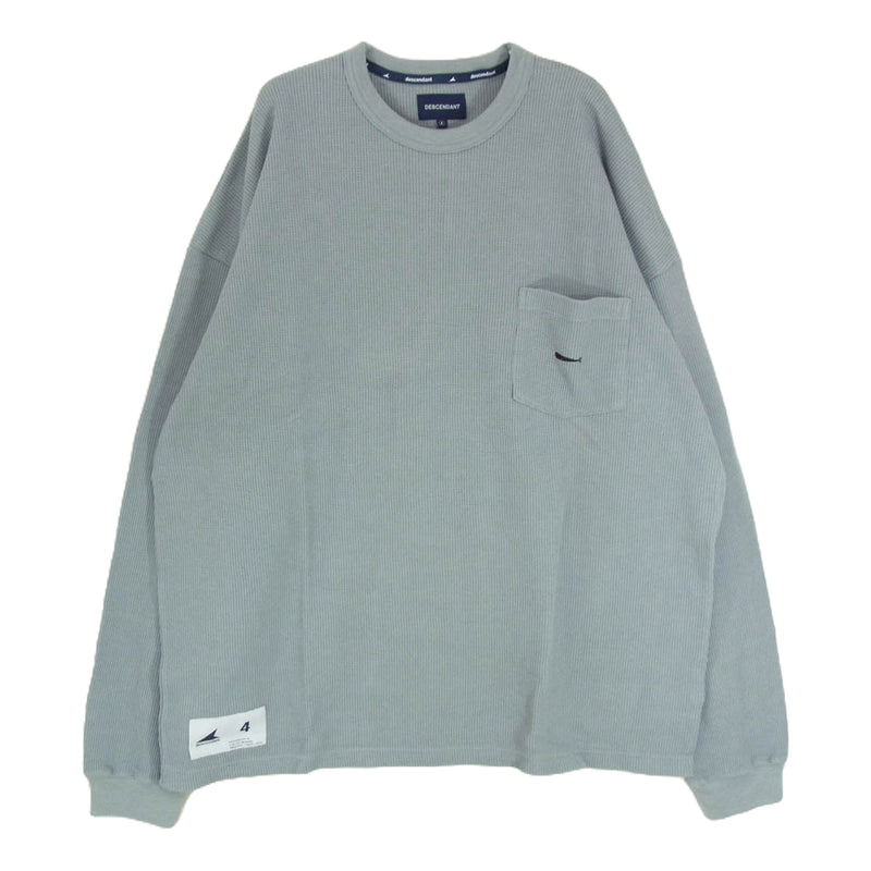 DESCENDANT ディセンダント 23AW 232ATDS-CSM12 GAUFRE WAFFLE LS サーマル 長袖 Tシャツ グレー系 4【新古品】【未使用】【中古】