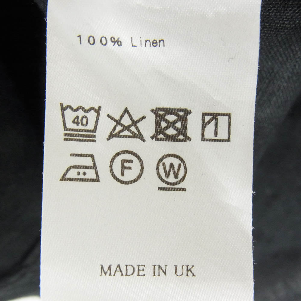 ジェームスモルティマー JM-20SS L 英国製 アイリッシュリネン バンドカラー 長袖 シャツ ブラック系 38【中古】