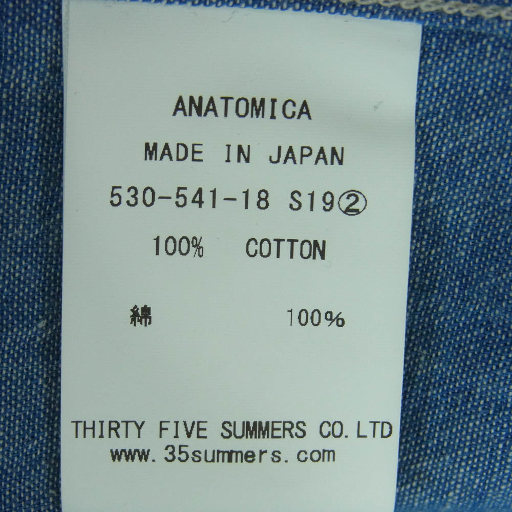 ANATOMICA アナトミカ 19SS 530-541-18 BIG YANK WORK SHIRT ビッグヤンク 長袖 ワーク 1935 シャンブレー シャツ インディゴブルー系 15【中古】