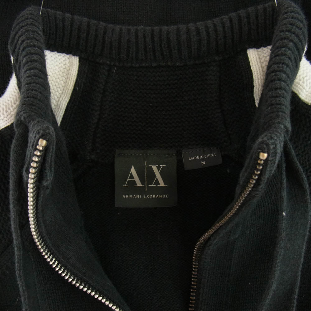 ARMANI EXCHANGE アルマーニエクスチェンジ ジップアップ ニット ジャケット ブラック系 M【中古】