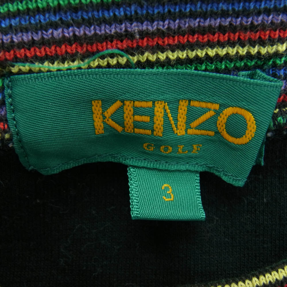 KENZO ケンゾー ロゴ刺繍 リブ ハイネック スウェット トレーナー ブラック系 3【中古】