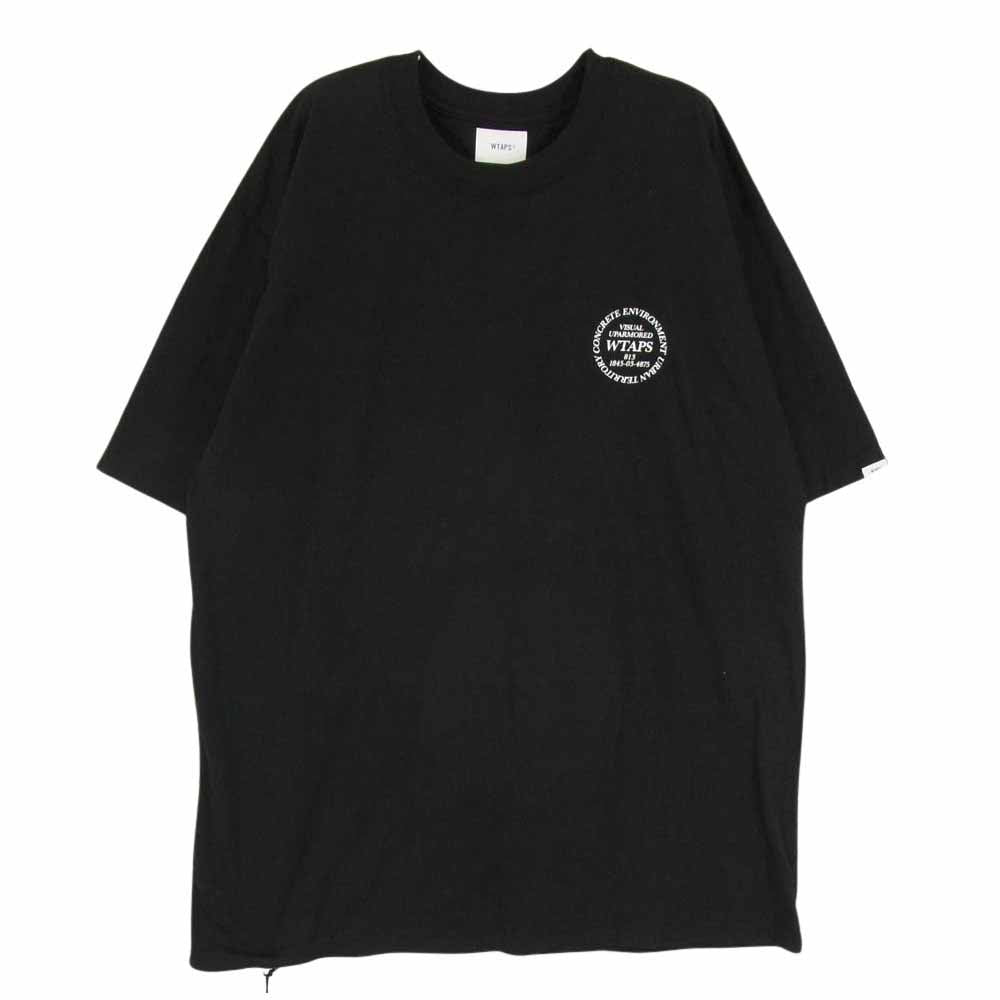 WTAPS ダブルタップス INGREDIENTS CIRCLE SS COTTON ロゴ プリント コットン ジャージ Tシャツ ブラック系 X04【美品】【中古】