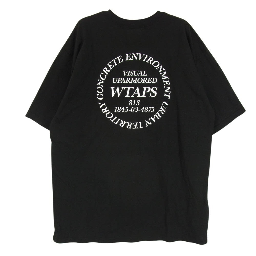 WTAPS ダブルタップス INGREDIENTS CIRCLE SS COTTON ロゴ プリント コットン ジャージ Tシャツ ブラック系 X04【美品】【中古】