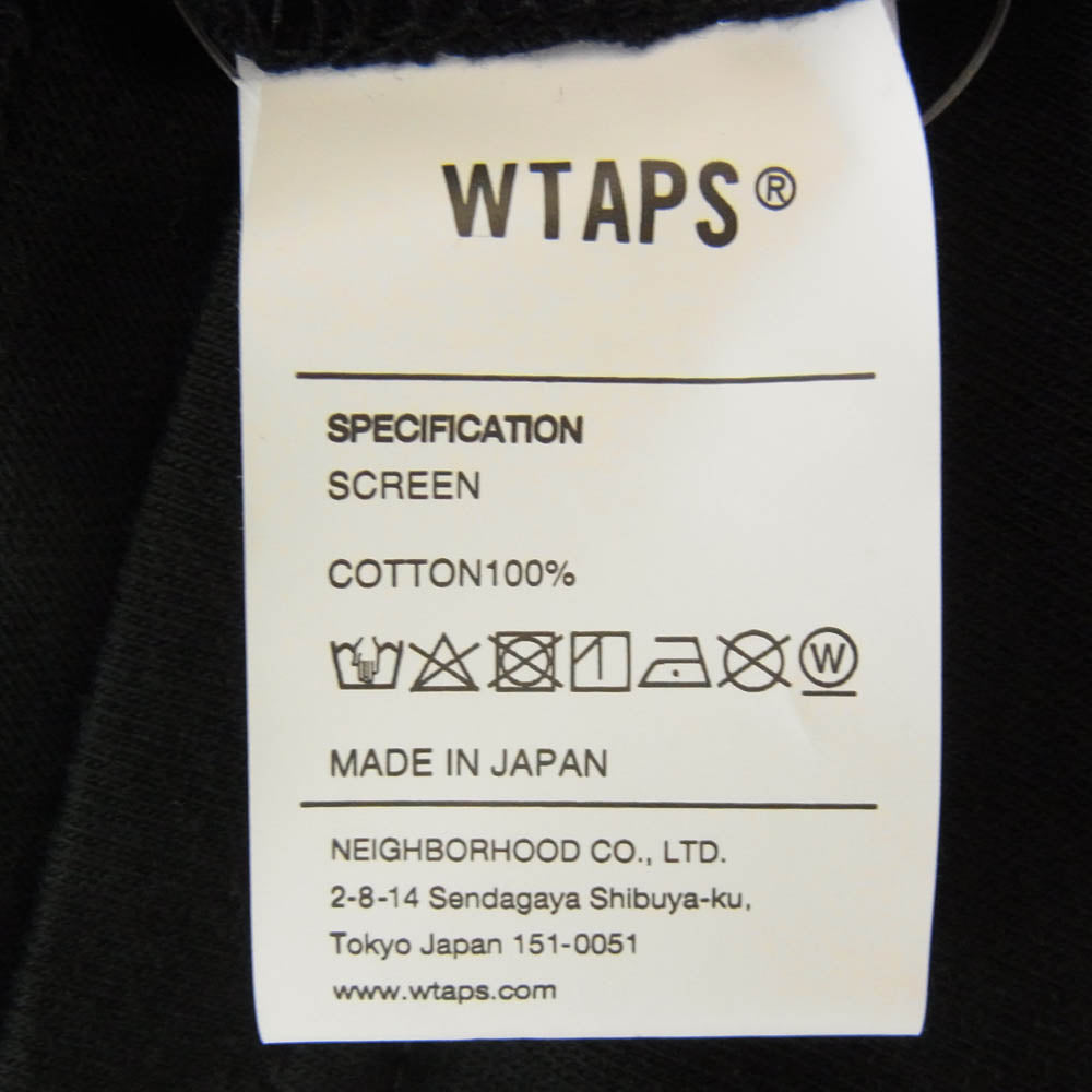 WTAPS ダブルタップス INGREDIENTS CIRCLE SS COTTON ロゴ プリント コットン ジャージ Tシャツ ブラック系 X04【美品】【中古】