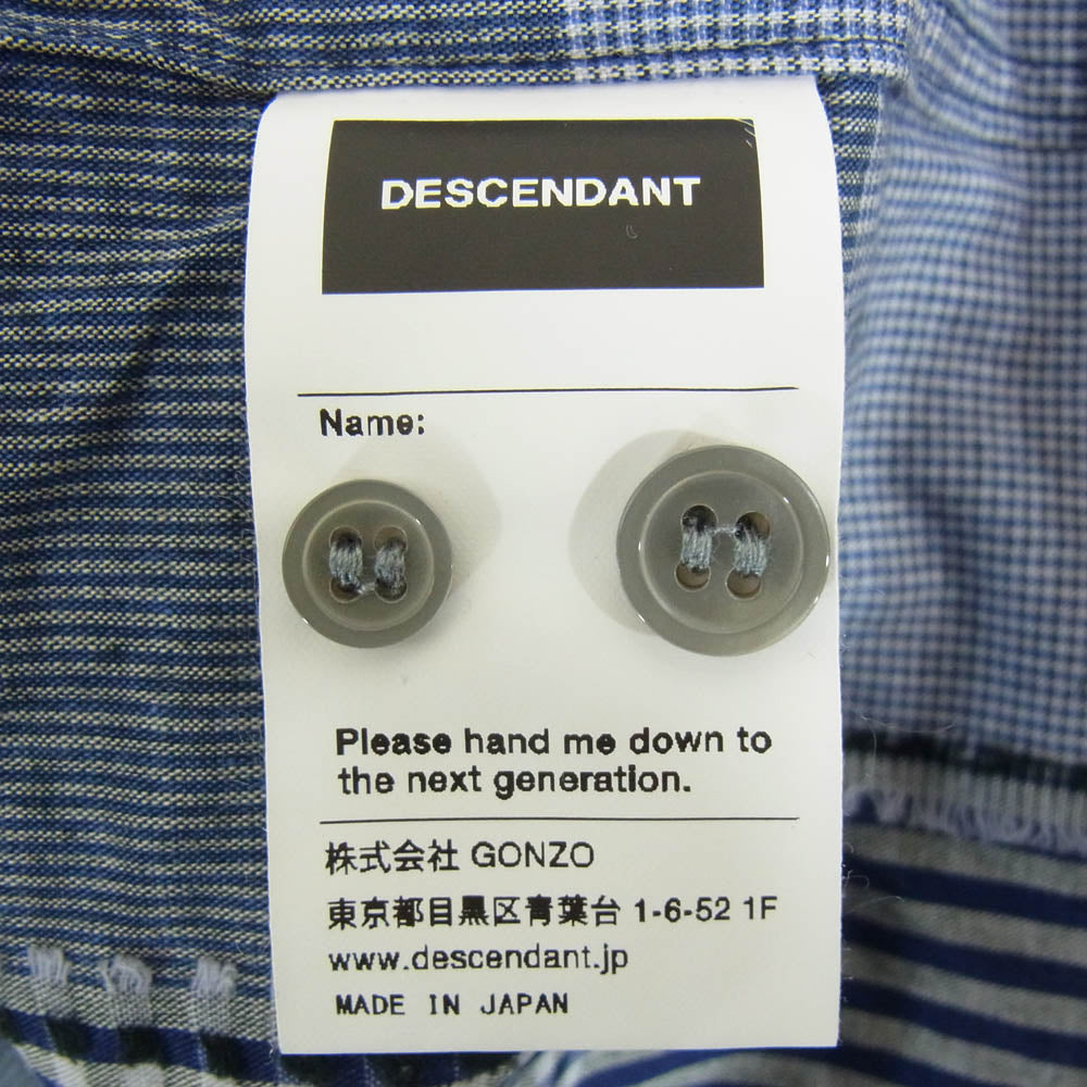 DESCENDANT ディセンダント 21SS 211WVDS-SHM07 DISTRIBUTION LS SHIRT FULL チェック柄 長袖 シャツ ネイビー系 2【中古】