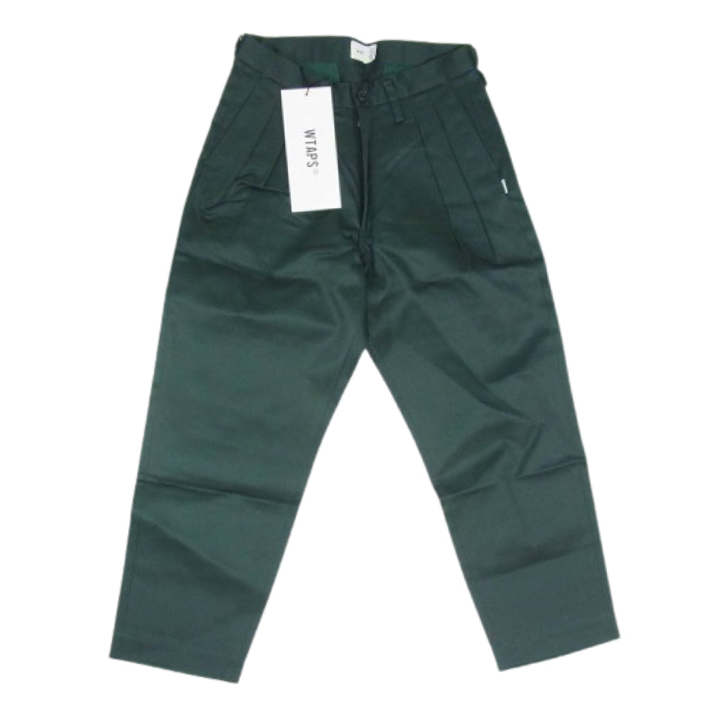 WTAPS ダブルタップス 21SS 211TQDT-PTM02 TUCK 02 TROUSERS COTTON TWILL コットンツイル 2タック ワークパンツ トラウザー グリーン系 X01【新古品】【未使用】【中古】