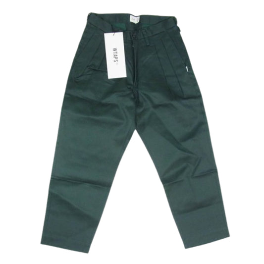 WTAPS ダブルタップス 21SS 211TQDT-PTM02 TUCK 02 TROUSERS COTTON TWILL コットンツイル 2タック ワークパンツ トラウザー グリーン系 X01【新古品】【未使用】【中古】