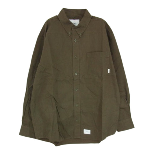 WTAPS ダブルタップス 20AW 202TQDT-SHM03 BD LS COTTON TWILL コットンツイル ボタンダウン ロングスリーブ 長袖 シャツ カーキ系 X03【美品】【中古】
