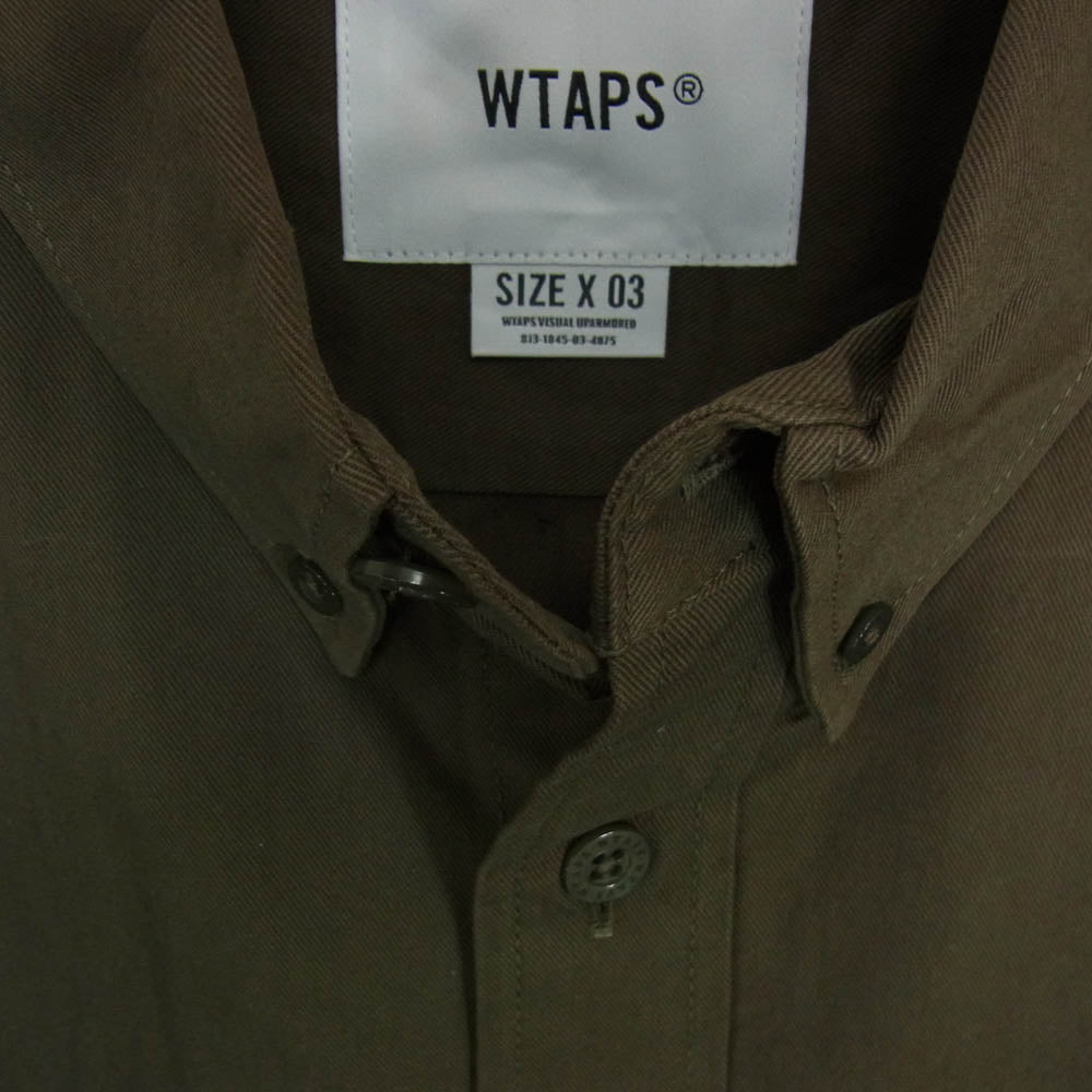 WTAPS ダブルタップス 20AW 202TQDT-SHM03 BD LS COTTON TWILL コットンツイル ボタンダウン ロングスリーブ 長袖 シャツ カーキ系 X03【美品】【中古】