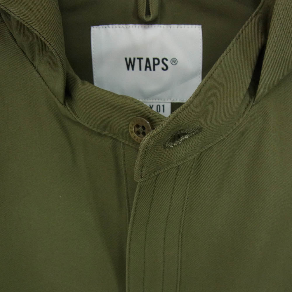 WTAPS ダブルタップス 20AW 202GWDT-SHM02 FALCONER LS COTTON TWILL コットンツイル フード付き ロングシャツ コート カーキ系 X01【美品】【中古】