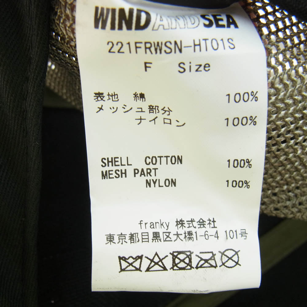 NEIGHBORHOOD ネイバーフッド 22SS 221FRWSN-HT01S ×WIND AND SEA ウィンダンシー ロゴ 刺繍 メッシュ キャップ カーキ系 F【新古品】【未使用】【中古】