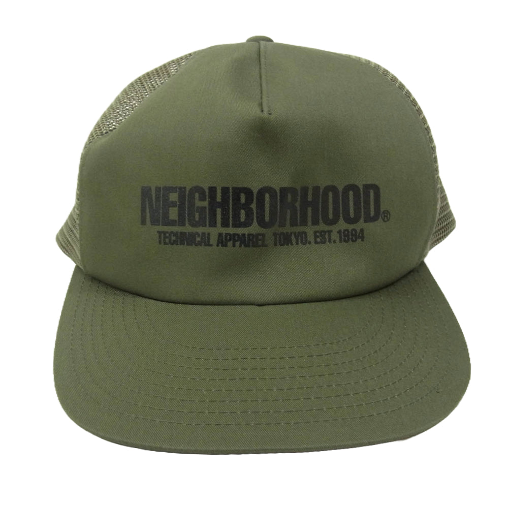 NEIGHBORHOOD ネイバーフッド 23SS 231YGNH-HT02S LOGO PRINT MESH CAP ロゴ プリント メッシュ キャップ カーキ系 F【新古品】【未使用】【中古】