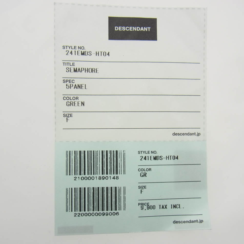 DESCENDANT ディセンダント 24SS 241EMDS-HT04 SEMAPHORE 5PANEL ボタニカル柄 5パネル キャップ グリーン系【新古品】【未使用】【中古】