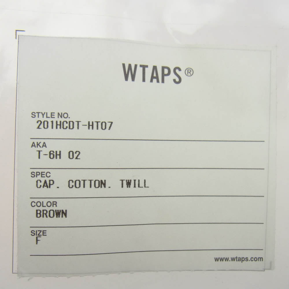 WTAPS ダブルタップス 20SS 201HCDT-HT07 T-6H 02 CAP COTTON. Twill コットン ツイル キャップ 帽子 ブラウン ブラウン系【新古品】【未使用】【中古】