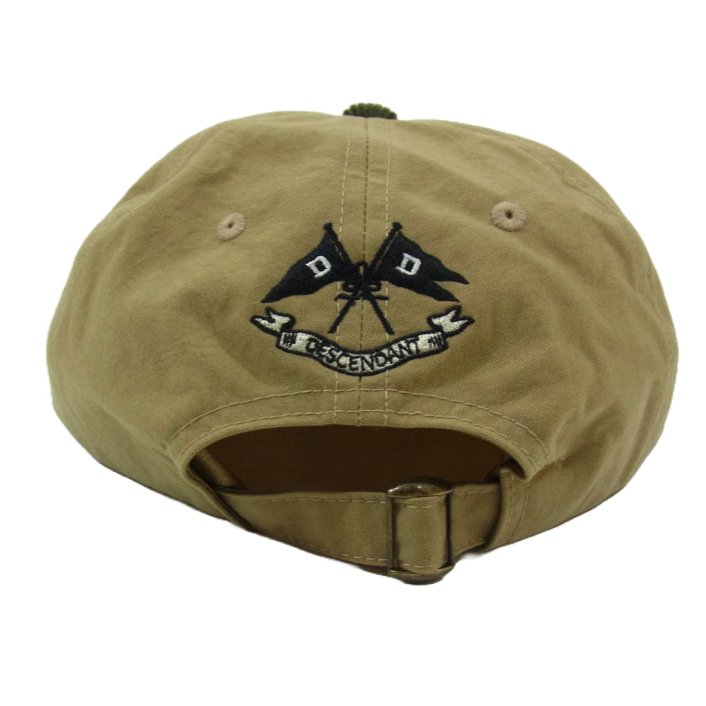 DESCENDANT ディセンダント 242HCDS-HT01 BOX 6PANEL ボックスロゴ パネル フラッグ 刺繍 キャップ カーキ系 F【新古品】【未使用】【中古】