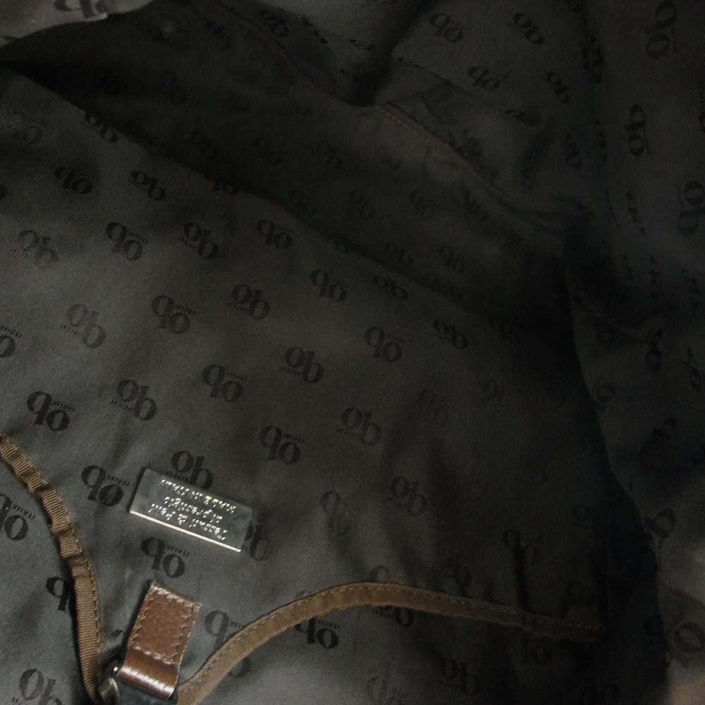 Orobianco オロビアンコ レザーハンドル ナイロン トート バッグ ネイビー系【中古】