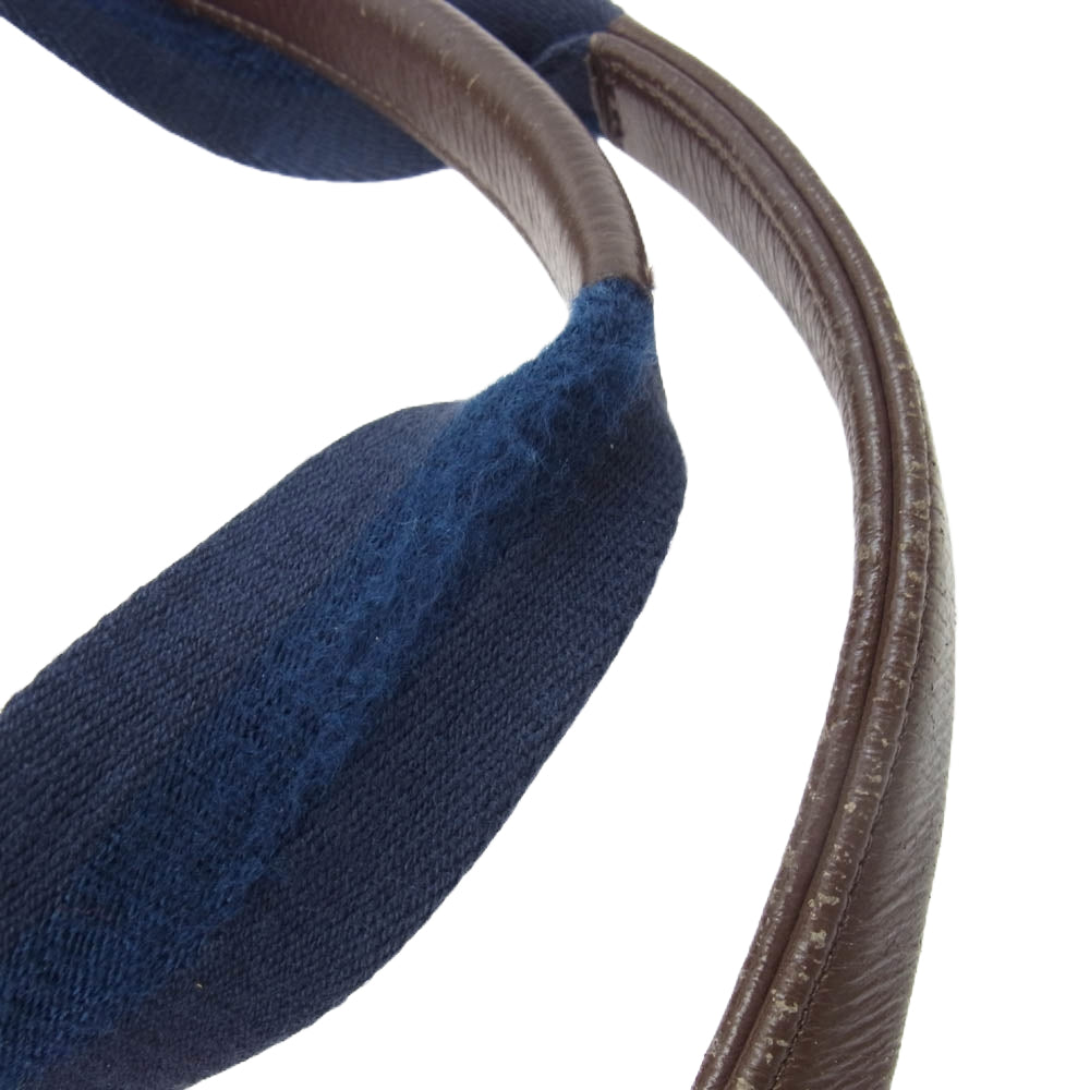 Orobianco オロビアンコ レザーハンドル ナイロン トート バッグ ネイビー系【中古】