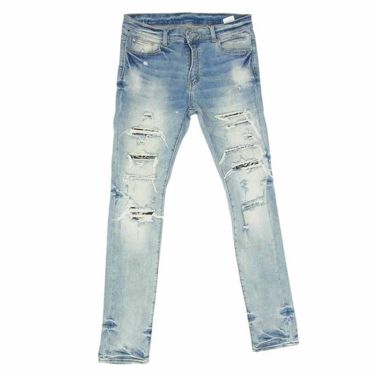 ミニマル RN139488 ダメージ加工 クラッシュ スキニー ストレッチ デニム ジーンズ SIZE 34 インディゴブルー系 34【中古】