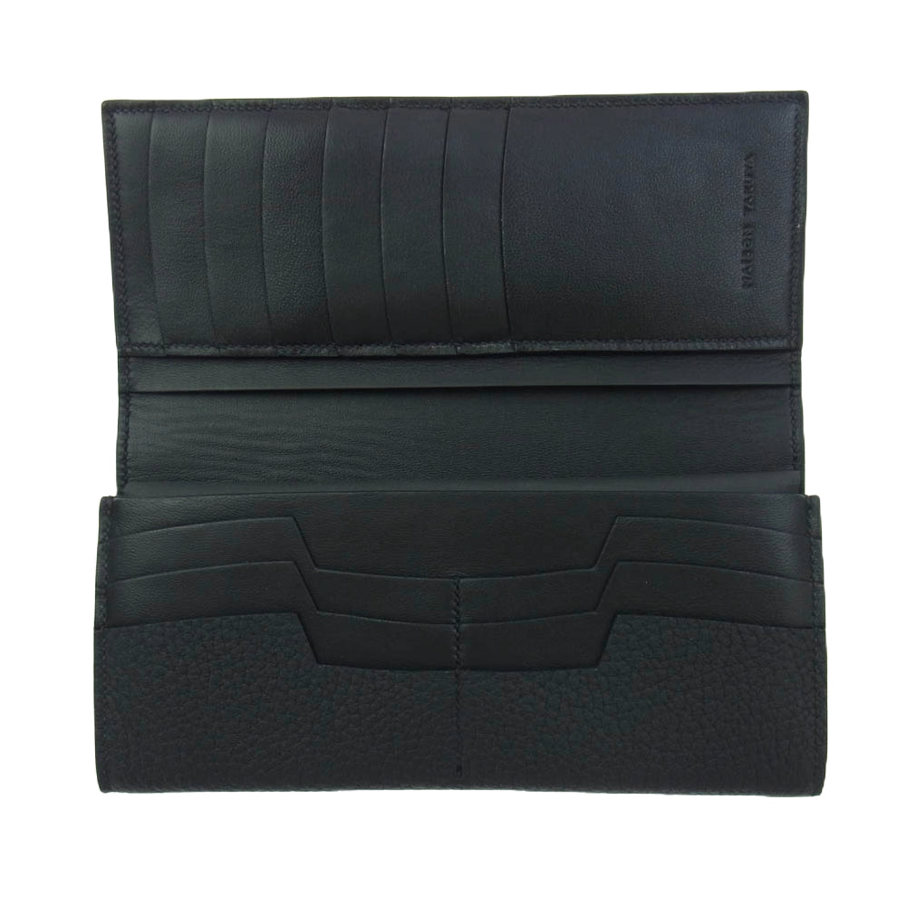 MAISON TAKUYA メゾンタクヤ TT2 Wallet German Shrunken Calf Lamb  二つ折り レザー 財布 長財布 Black ブラック ブラック系【新古品】【未使用】【中古】