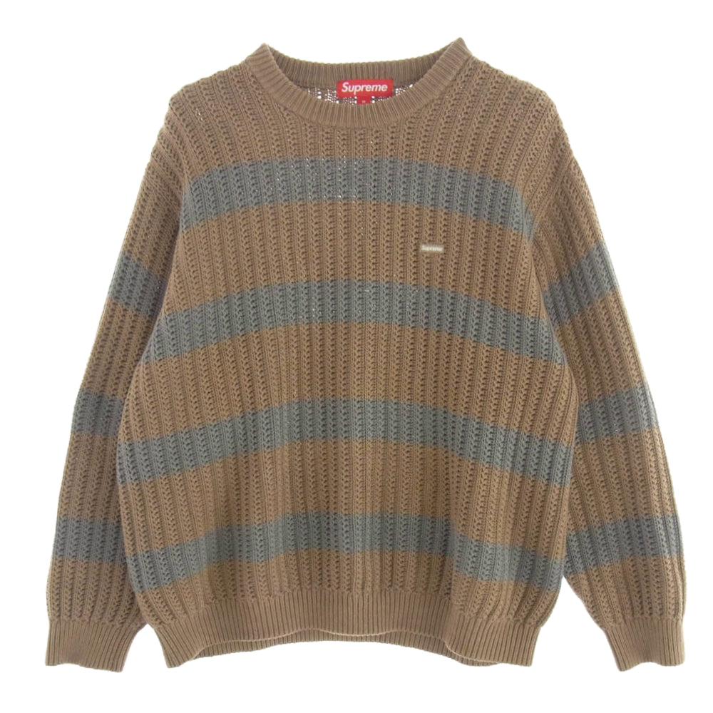 Supreme シュプリーム 25SS Stripe Small Box Sweater  ストライプ スモールボックス セーター ニット ブラウン系 M【中古】