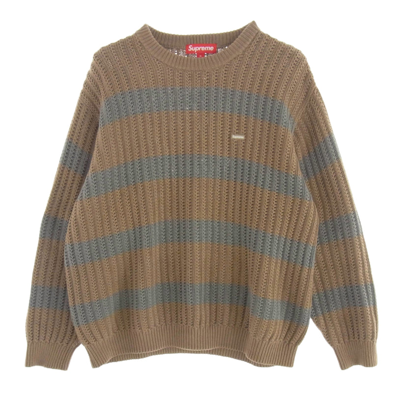 Supreme シュプリーム 25SS Stripe Small Box Sweater  ストライプ スモールボックス セーター ニット ブラウン系 M【中古】