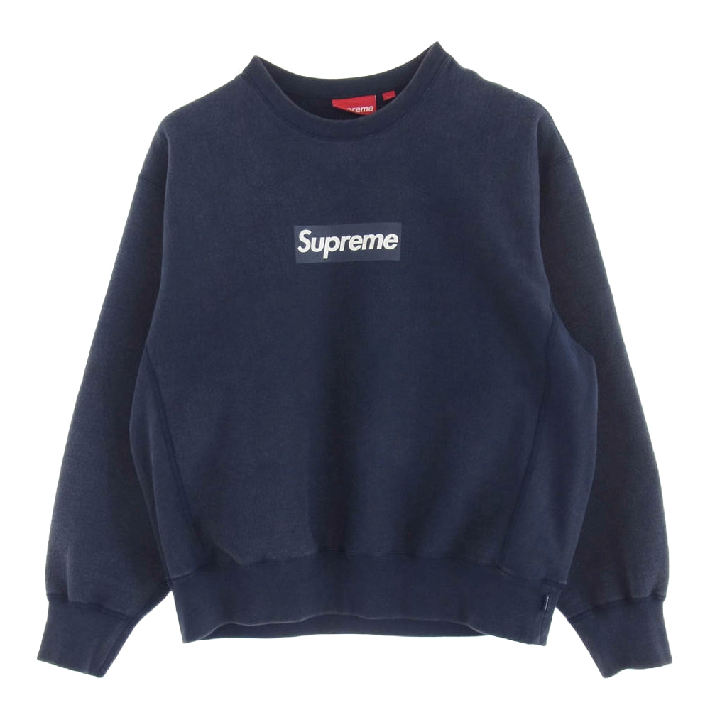 Supreme シュプリーム 25SS Washed Box Logo Crewneck ウォッシュド ボックスロゴ クルーネック ヴィンテージ加工 スウェット ネイビー系 M【中古】