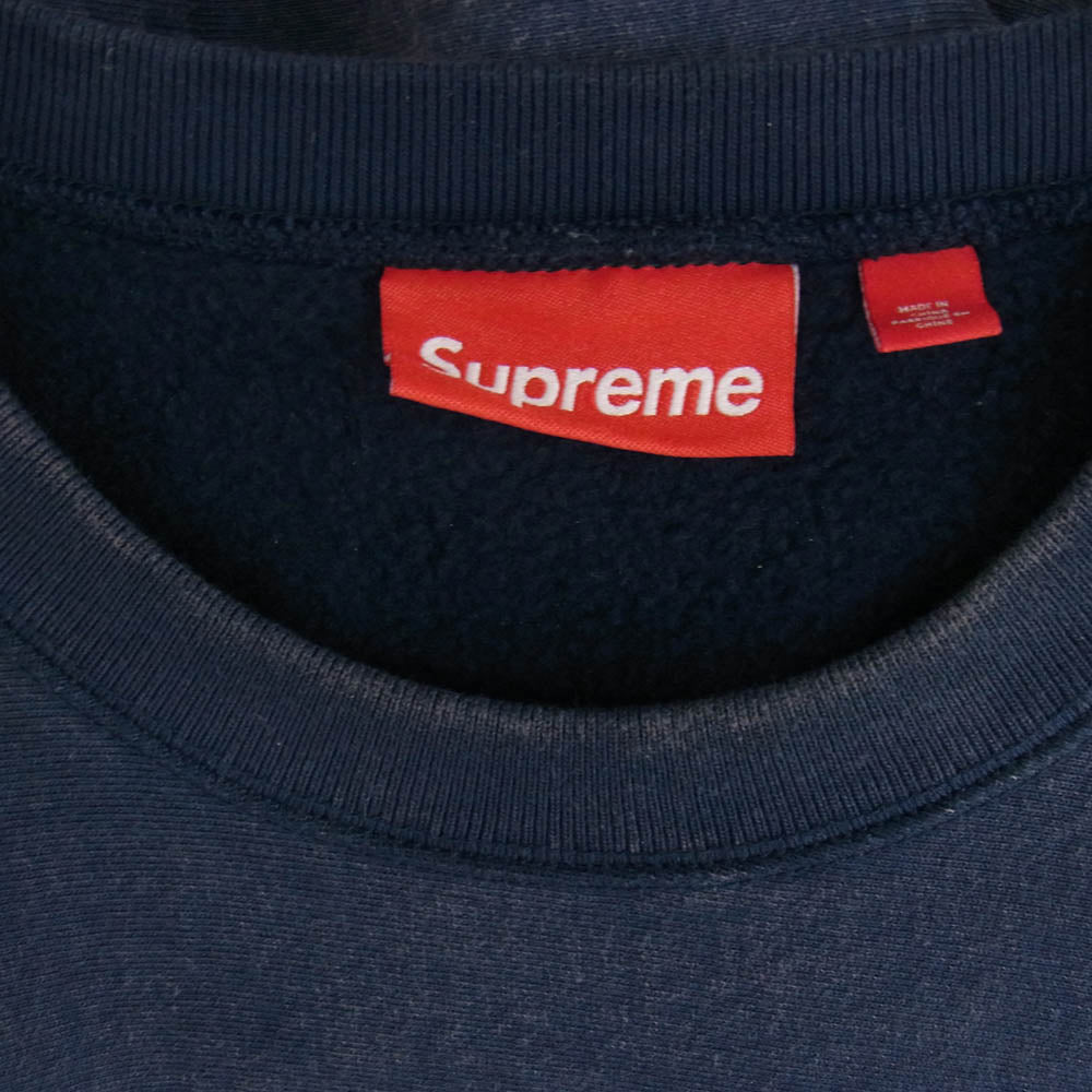 Supreme シュプリーム 25SS Washed Box Logo Crewneck ウォッシュド ボックスロゴ クルーネック ヴィンテージ加工 スウェット ネイビー系 M【中古】