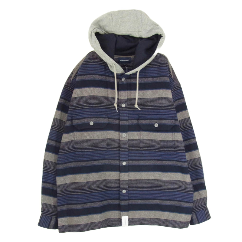 DESCENDANT ディセンダント 24AW 242TQDS-SHM04 SPICOLI HOODED LS SHIRT シャツ ジャケット フーディ パーカー ネイビー系 2【中古】