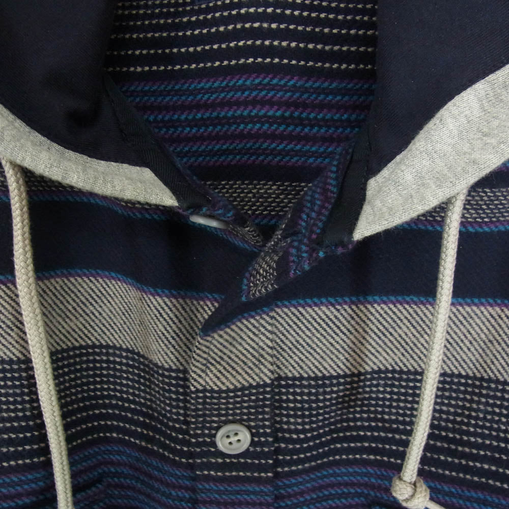 DESCENDANT ディセンダント 24AW 242TQDS-SHM04 SPICOLI HOODED LS SHIRT シャツ ジャケット フーディ パーカー ネイビー系 2【中古】