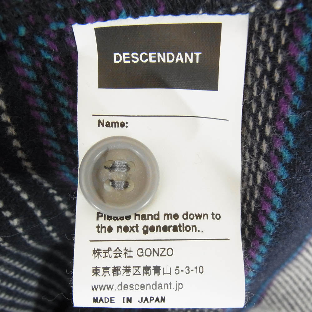 DESCENDANT ディセンダント 24AW 242TQDS-SHM04 SPICOLI HOODED LS SHIRT シャツ ジャケット フーディ パーカー ネイビー系 2【中古】