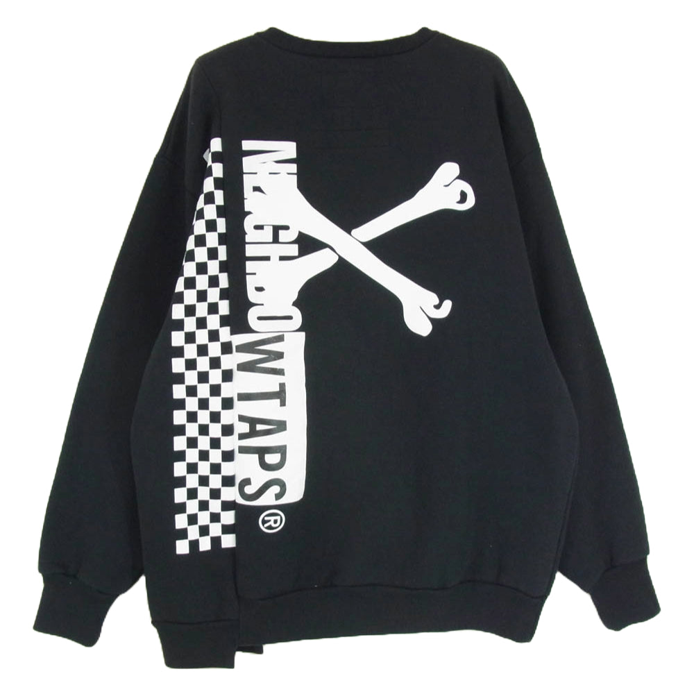 WTAPS ダブルタップス 19AW 192ATNHD-CSM02S NEIGHBORHOOD ネイバーフッド RIPPER CREW NECK リッパークルーネックスウェット トレーナー ブラック系 X01【中古】