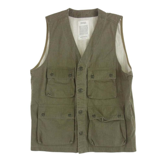 ジョンブル 221-0495 ミリタリー ベスト カーキ系【中古】