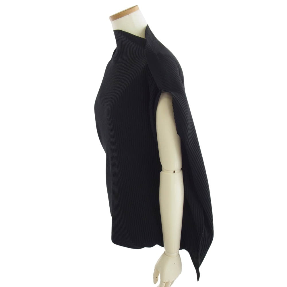 ISSEY MIYAKE イッセイミヤケ MI02KK233 me ミー プリーツ サークル ベスト カットソー ポンチョ ケープ ブラック系 サイズ表記無【中古】