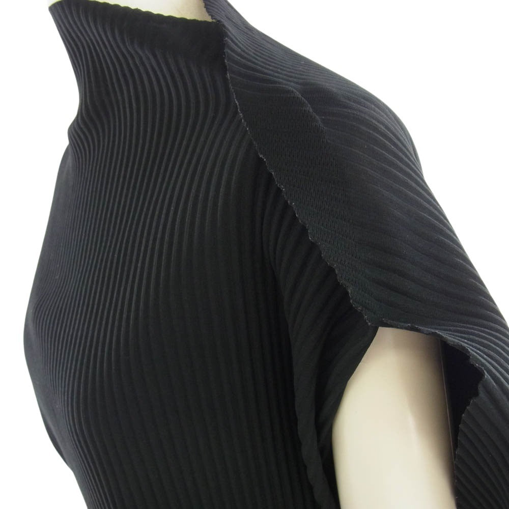 ISSEY MIYAKE イッセイミヤケ MI02KK233 me ミー プリーツ サークル ベスト カットソー ポンチョ ケープ ブラック系 サイズ表記無【中古】