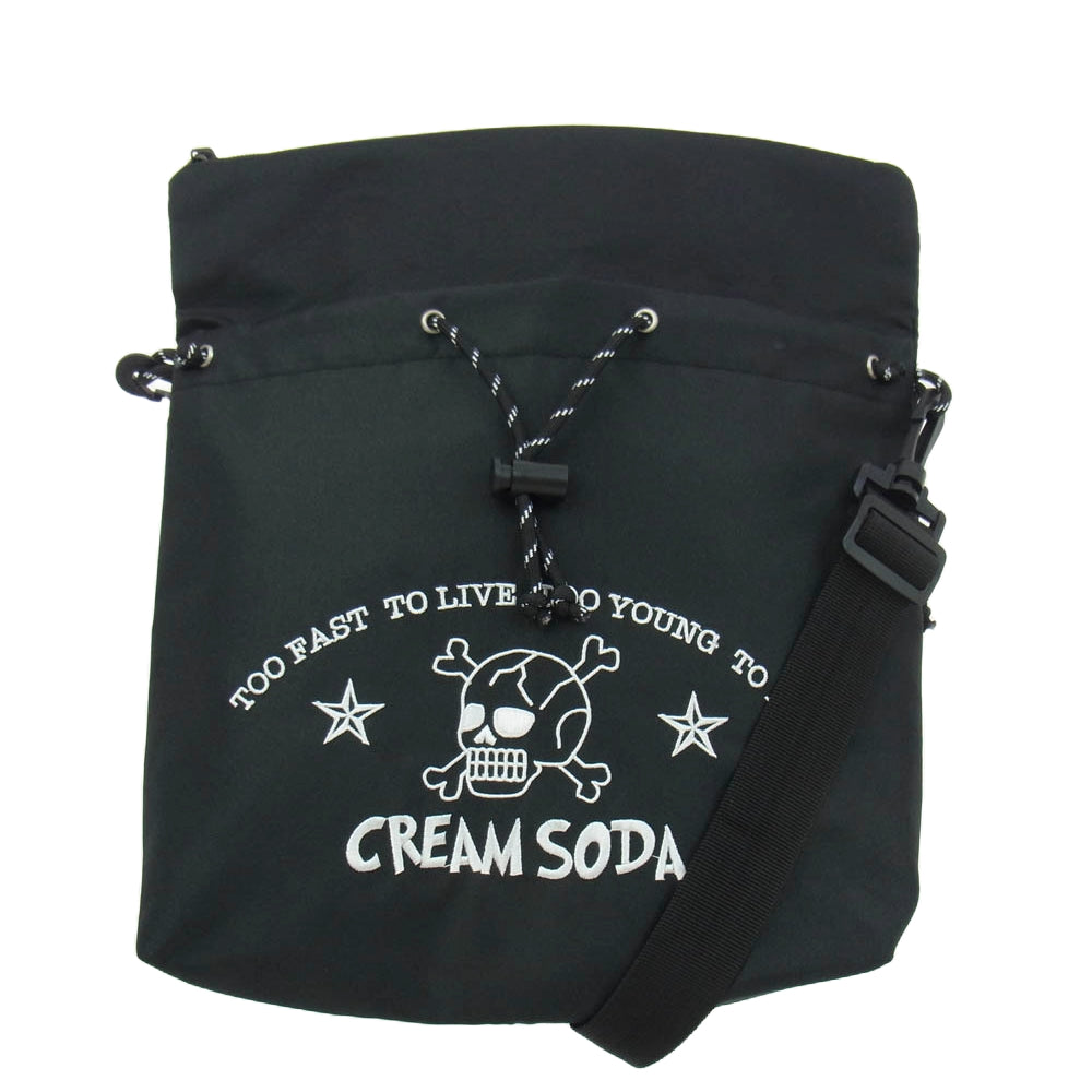 CREAM SODA クリームソーダ ロゴ刺繍 スカル ナイロン トートバッグ ブラック系【美品】【中古】