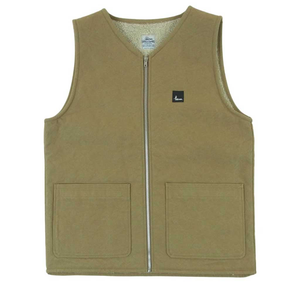 Psicom サイコム F.F VEST ダック ボア コットン ベスト 日本製 カーキ系 サンドベージュ系 M【美品】【中古】