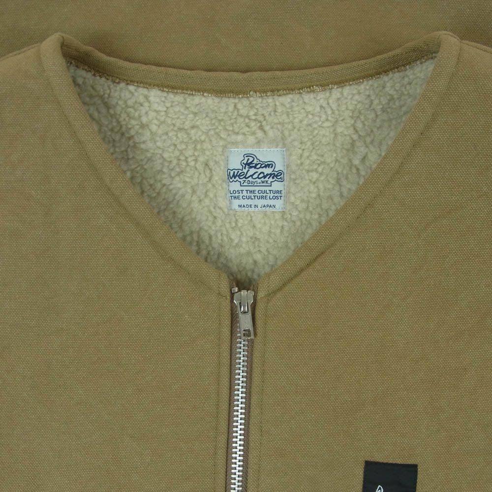 Psicom サイコム F.F VEST ダック ボア コットン ベスト 日本製 カーキ系 サンドベージュ系 M【美品】【中古】