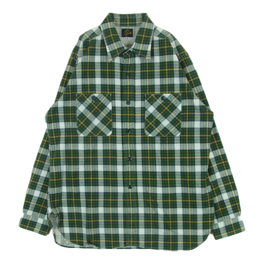 Needles ニードルス BG169 長袖 チェック ネル シャツ コットン 日本製 グリーン系 イエロー系 M【中古】