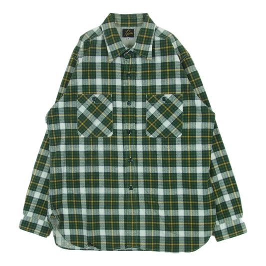 Needles ニードルス BG169 長袖 チェック ネル シャツ コットン 日本製 グリーン系 イエロー系 M【中古】