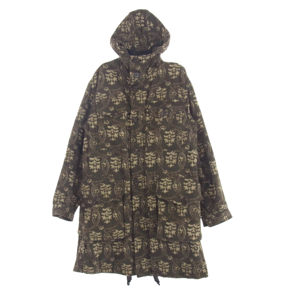 DRIES VAN NOTEN ドリスヴァンノッテン 19AW 総柄 キルティング フーデッド ジップアップ コート カーキ系【中古】