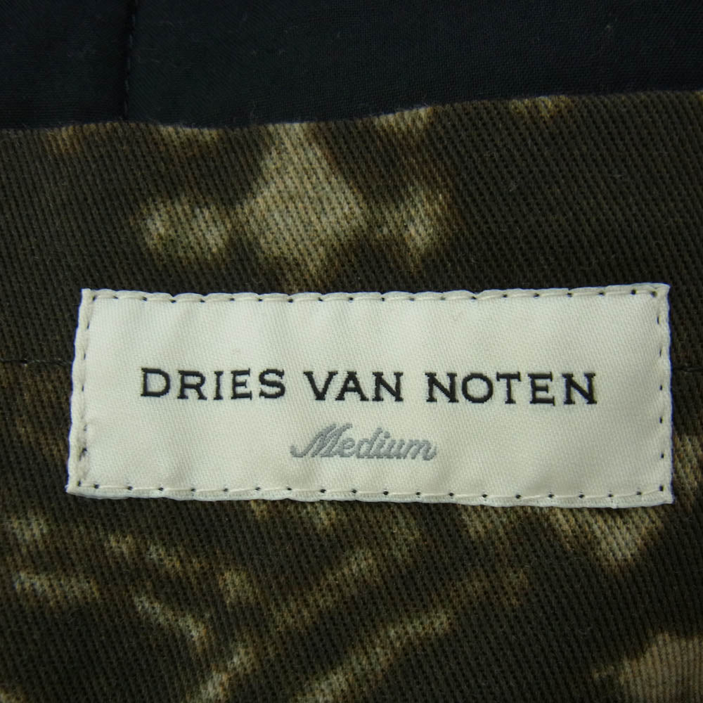 DRIES VAN NOTEN ドリスヴァンノッテン 19AW 総柄 キルティング フーデッド ジップアップ コート カーキ系【中古】