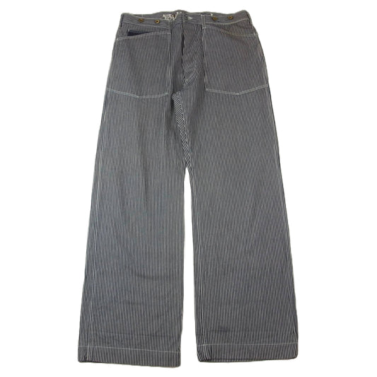 ブルオリジナル ヒッコリー ワーク パンツ インディゴブルー系 2XL【中古】