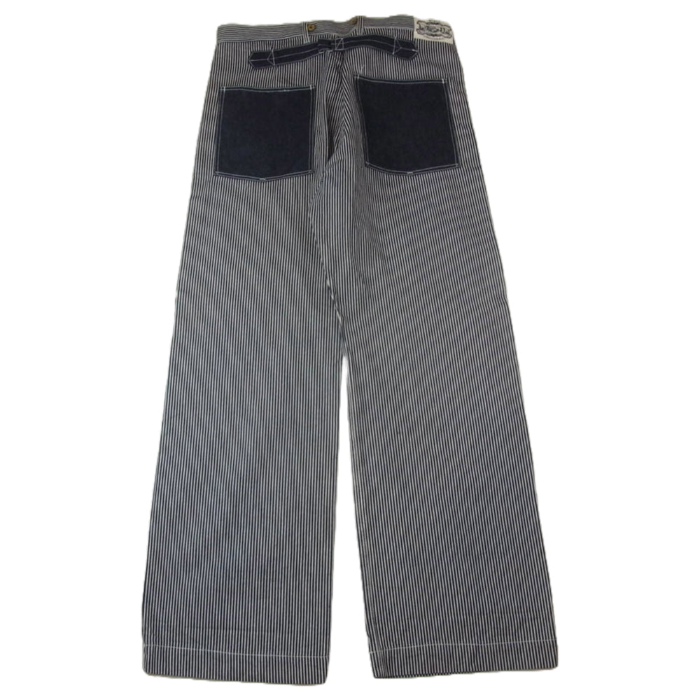 ブルオリジナル ヒッコリー ワーク パンツ インディゴブルー系 2XL【中古】